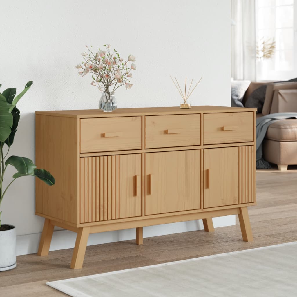vidaXL Dulap "OLDEN", maro, 114x43x73,5 cm, lemn masiv pin vidaXL Dulap "OLDEN", maro, 114x43x73,5 cm, lemn masiv pin