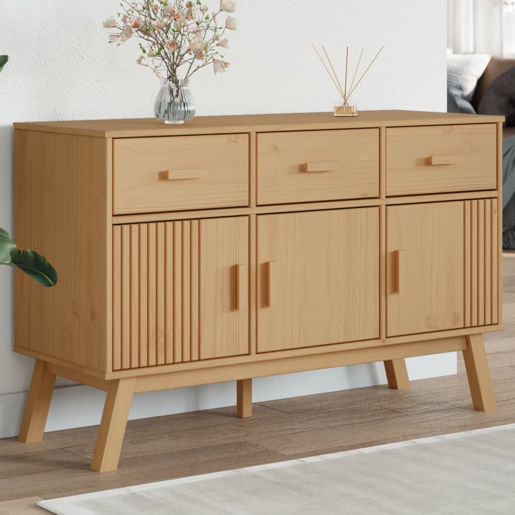 vidaXL Dulap "OLDEN", maro, 114x43x73,5 cm, lemn masiv pin vidaXL Dulap "OLDEN", maro, 114x43x73,5 cm, lemn masiv pin