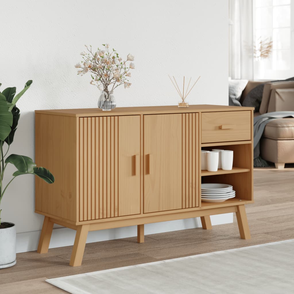 vidaXL Dulap "OLDEN", maro, 114x43x73,5 cm, lemn masiv pin vidaXL Dulap "OLDEN", maro, 114x43x73,5 cm, lemn masiv pin