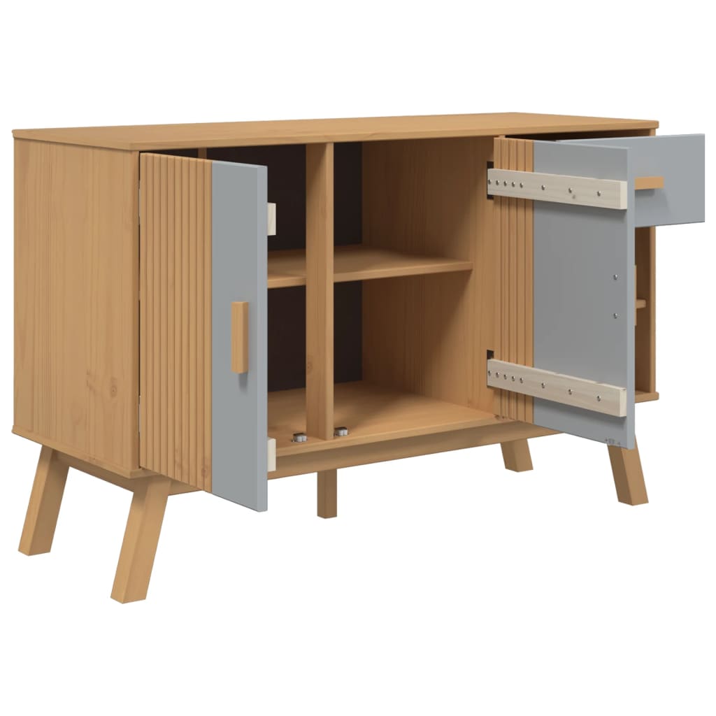 vidaXL Dulap "OLDEN", gri și maro, 114x43x73,5 cm, lemn masiv pin vidaXL Dulap "OLDEN", gri și maro, 114x43x73,5 cm, lemn masiv pin