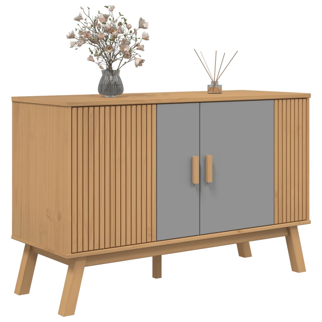 vidaXL Dulap "OLDEN", gri și maro, 114x43x73,5 cm, lemn masiv pin vidaXL Dulap "OLDEN", gri și maro, 114x43x73,5 cm, lemn masiv pin