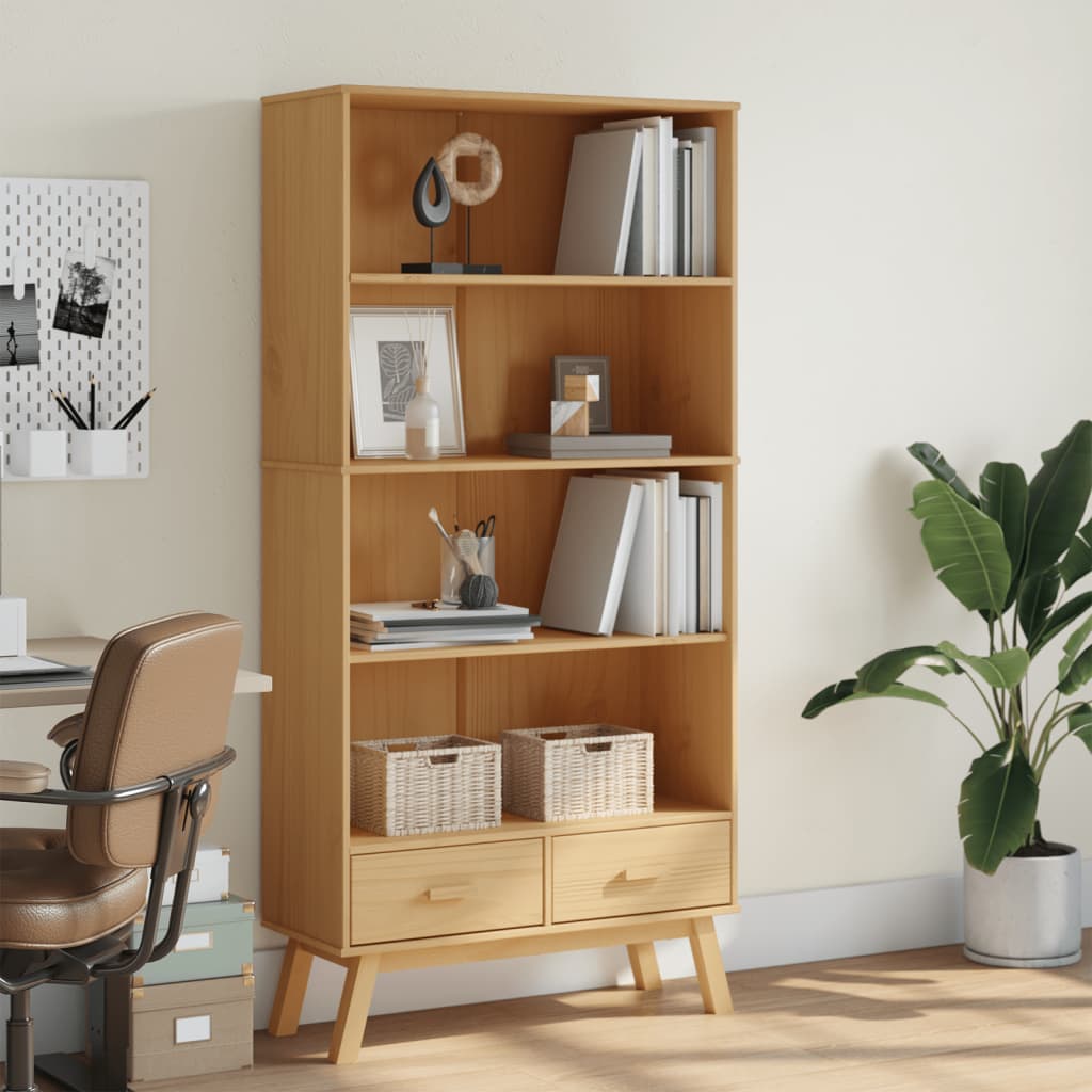 vidaXL Bibliotecă cu 4 niveluri „OLDEN”, maro, lemn masiv de pin vidaXL Bibliotecă cu 4 niveluri „OLDEN”, maro, lemn masiv de pin