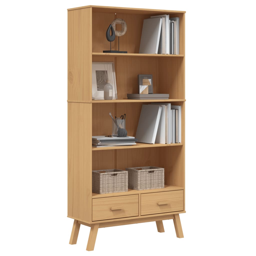 vidaXL Bibliotecă cu 4 niveluri „OLDEN”, maro, lemn masiv de pin vidaXL Bibliotecă cu 4 niveluri „OLDEN”, maro, lemn masiv de pin