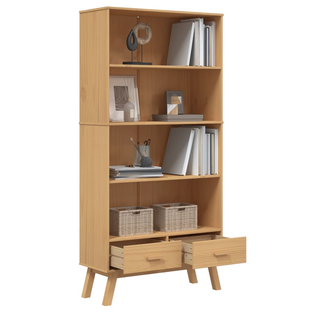 vidaXL Bibliotecă cu 4 niveluri „OLDEN”, maro, lemn masiv de pin vidaXL Bibliotecă cu 4 niveluri „OLDEN”, maro, lemn masiv de pin