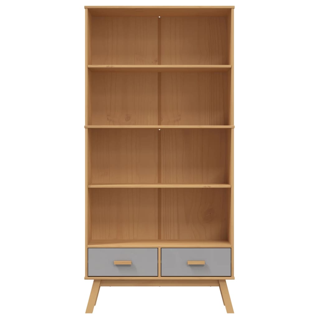 vidaXL Bibliotecă cu 4 niveluri „OLDEN”, gri și maro, lemn masiv pin vidaXL Bibliotecă cu 4 niveluri „OLDEN”, gri și maro, lemn masiv pin