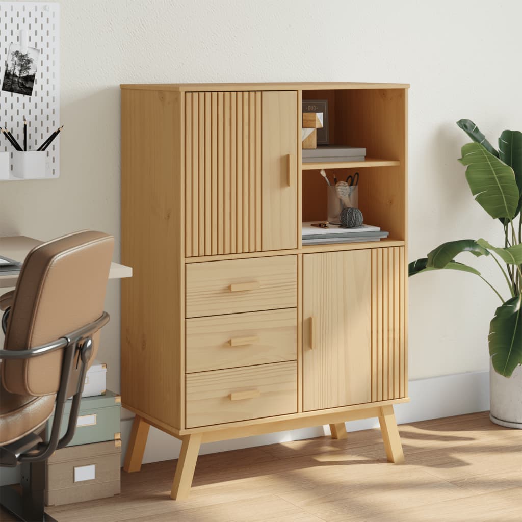 vidaXL Dulap înalt „OLDEN”, maro, 85x43x125 cm, lemn masiv pin vidaXL Dulap înalt „OLDEN”, maro, 85x43x125 cm, lemn masiv pin