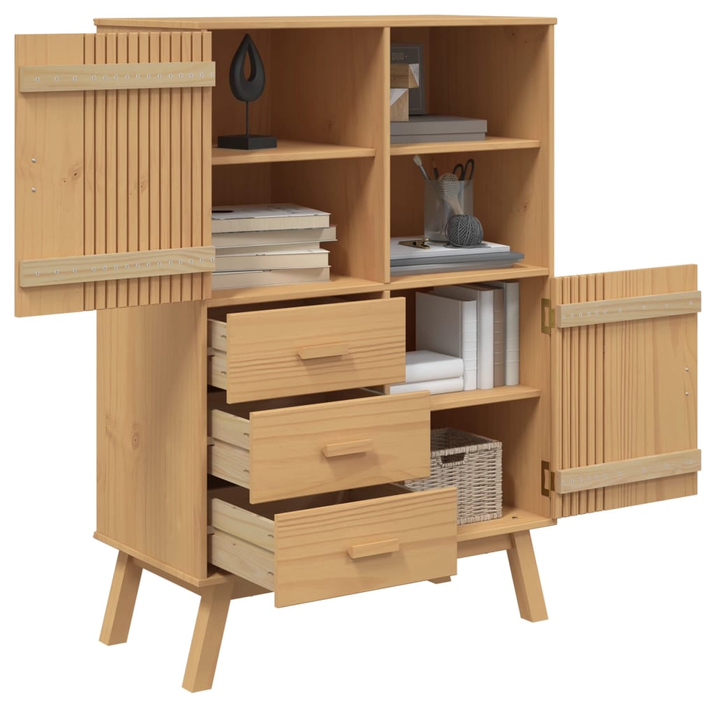 vidaXL Dulap înalt „OLDEN”, maro, 85x43x125 cm, lemn masiv pin vidaXL Dulap înalt „OLDEN”, maro, 85x43x125 cm, lemn masiv pin