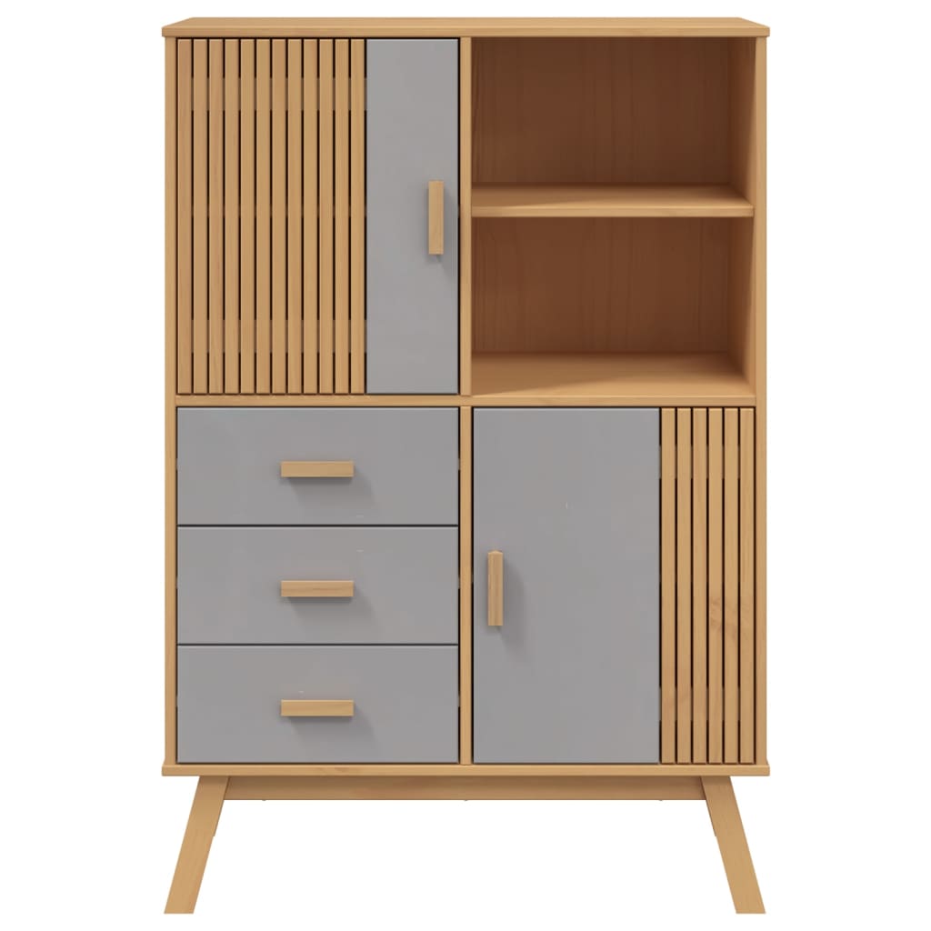 vidaXL Dulap înalt „OLDEN”, gri și maro, 85x43x125 cm, lemn masiv pin vidaXL Dulap înalt „OLDEN”, gri și maro, 85x43x125 cm, lemn masiv pin