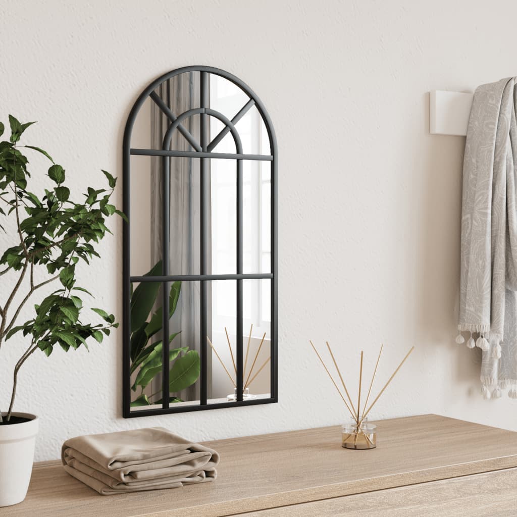 vidaXL Oglindă de perete, negru, 30x60 cm, arcuită, fier vidaXL Oglindă de perete, negru, 30x60 cm, arcuită, fier