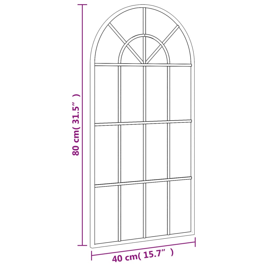 vidaXL Oglindă de perete, negru, 40x80 cm, arcuită, fier vidaXL Oglindă de perete, negru, 40x80 cm, arcuită, fier