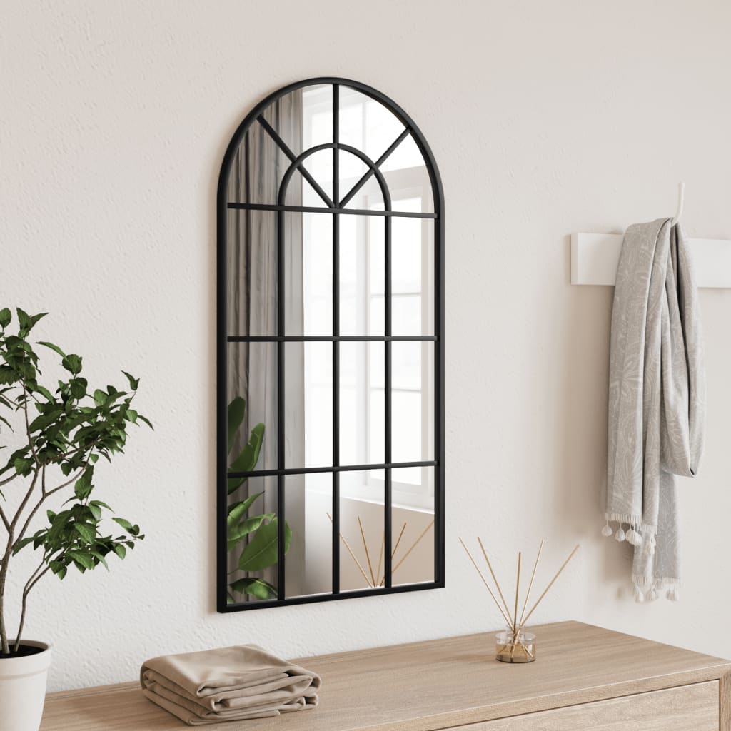vidaXL Oglindă de perete, negru, 40x80 cm, arcuită, fier vidaXL Oglindă de perete, negru, 40x80 cm, arcuită, fier