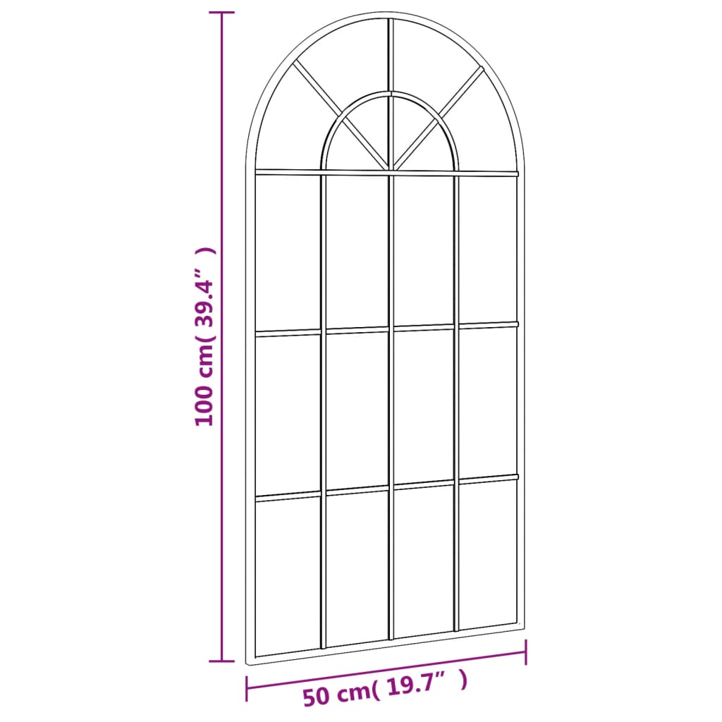 vidaXL Oglindă de perete, negru, 50x100 cm, arcuită, fier vidaXL Oglindă de perete, negru, 50x100 cm, arcuită, fier