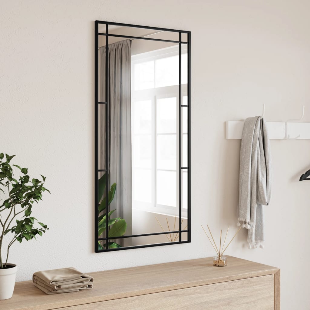 vidaXL Oglindă de perete, negru, 50x100 cm, dreptunghiulară, fier vidaXL Oglindă de perete, negru, 50x100 cm, dreptunghiulară, fier