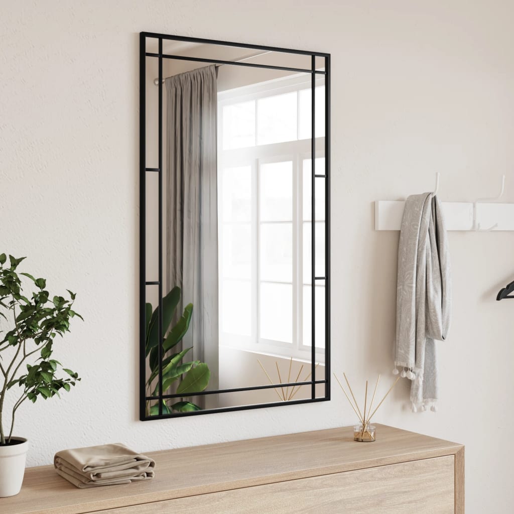 vidaXL Oglindă de perete, negru, 60x100 cm, dreptunghiulară, fier vidaXL Oglindă de perete, negru, 60x100 cm, dreptunghiulară, fier