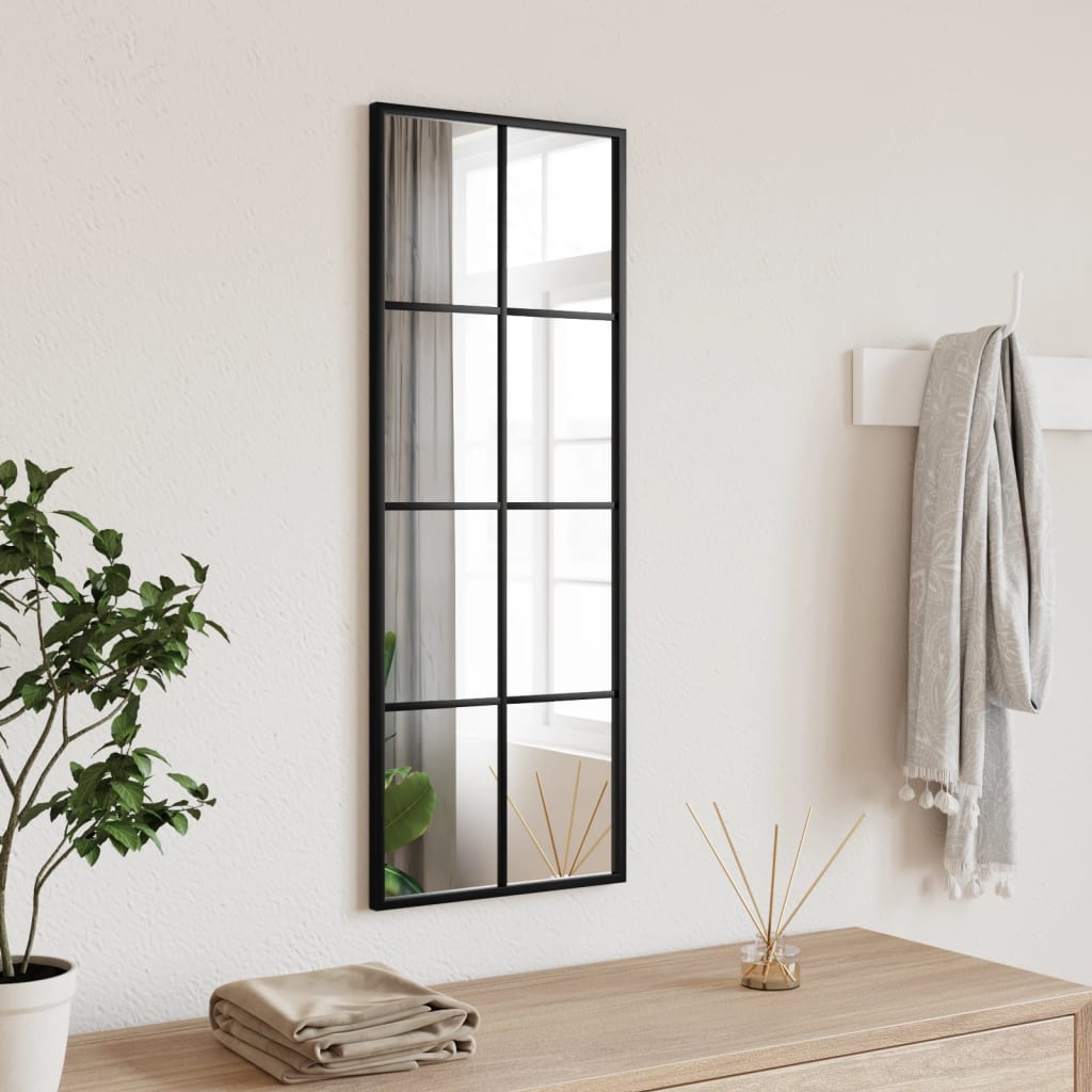 vidaXL Oglindă de perete, negru, 30x80 cm, dreptunghiulară, fier vidaXL Oglindă de perete, negru, 30x80 cm, dreptunghiulară, fier