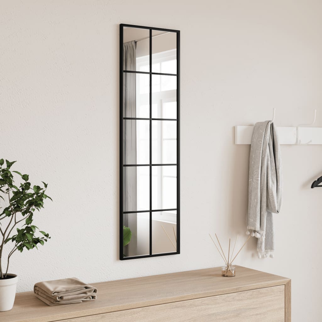 vidaXL Oglindă de perete, negru, 30x100 cm, dreptunghiulară, fier vidaXL Oglindă de perete, negru, 30x100 cm, dreptunghiulară, fier