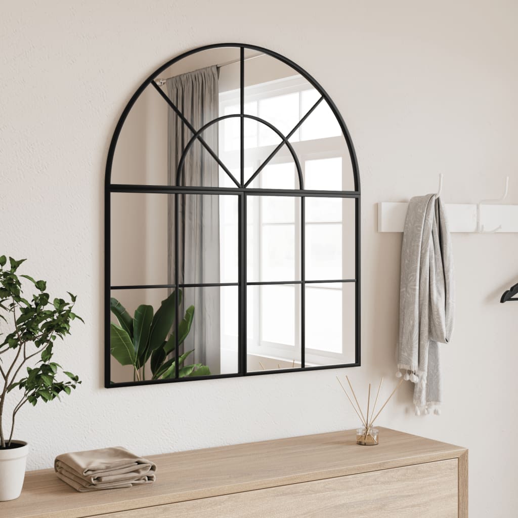 vidaXL Oglindă de perete, negru, 80x40 cm, arcuită, fier vidaXL Oglindă de perete, negru, 80x40 cm, arcuită, fier