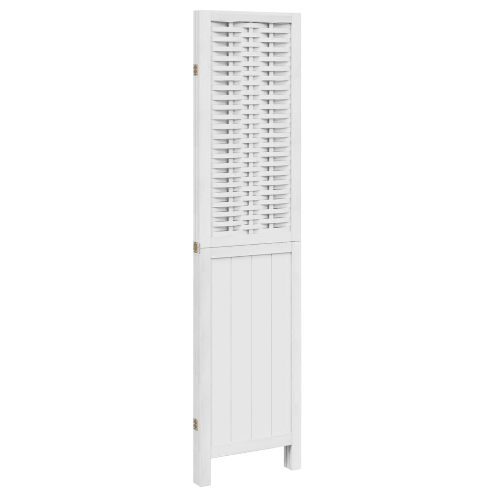 vidaXL Paravan cameră 3 panouri, alb, lemn masiv paulownia