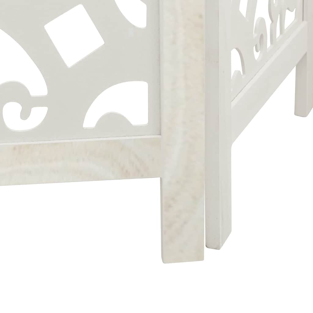 vidaXL Paravan cameră 3 panouri, alb, lemn masiv paulownia