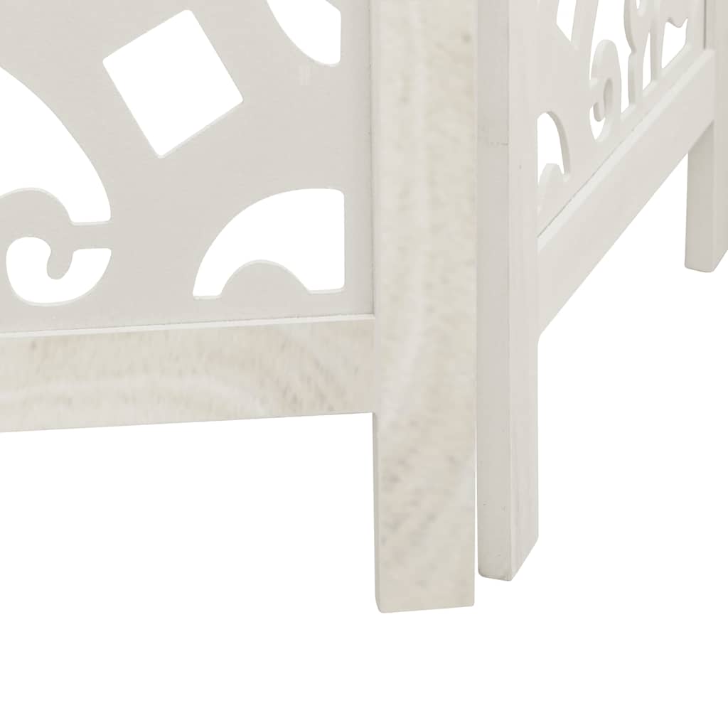 vidaXL Paravan cameră 4 panouri, alb, lemn masiv paulownia