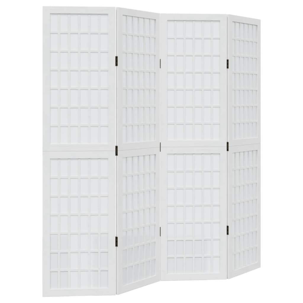vidaXL Paravan cameră 4 panouri, alb, lemn masiv paulownia