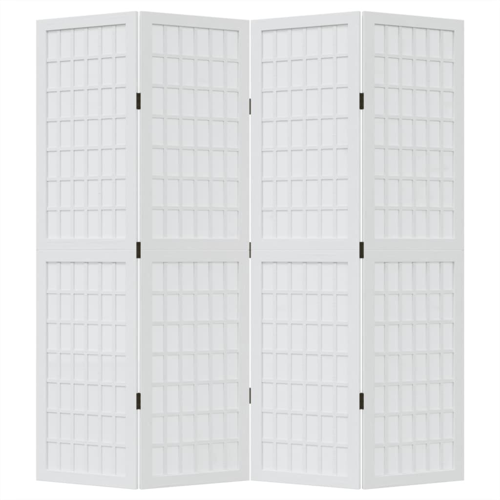 vidaXL Paravan cameră 4 panouri, alb, lemn masiv paulownia