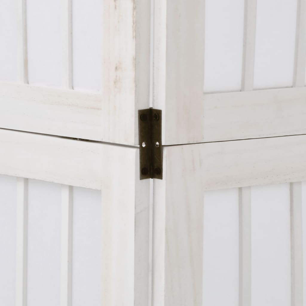 vidaXL Paravan cameră 4 panouri, alb, lemn masiv paulownia