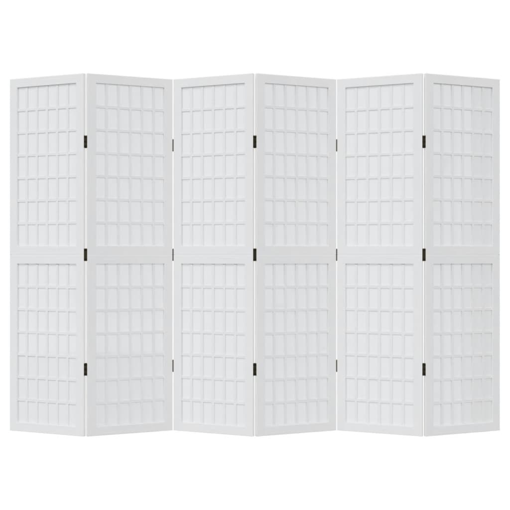 vidaXL Paravan cameră 6 panouri, alb, lemn masiv paulownia