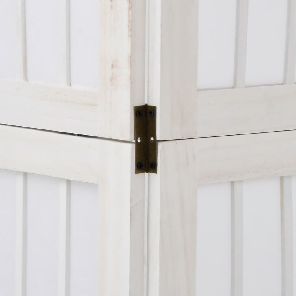 vidaXL Paravan cameră 6 panouri, alb, lemn masiv paulownia