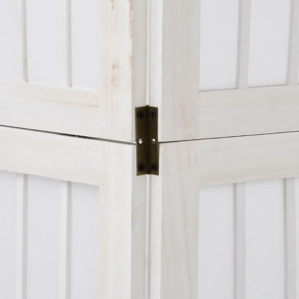 vidaXL Paravan cameră 6 panouri, alb, lemn masiv paulownia