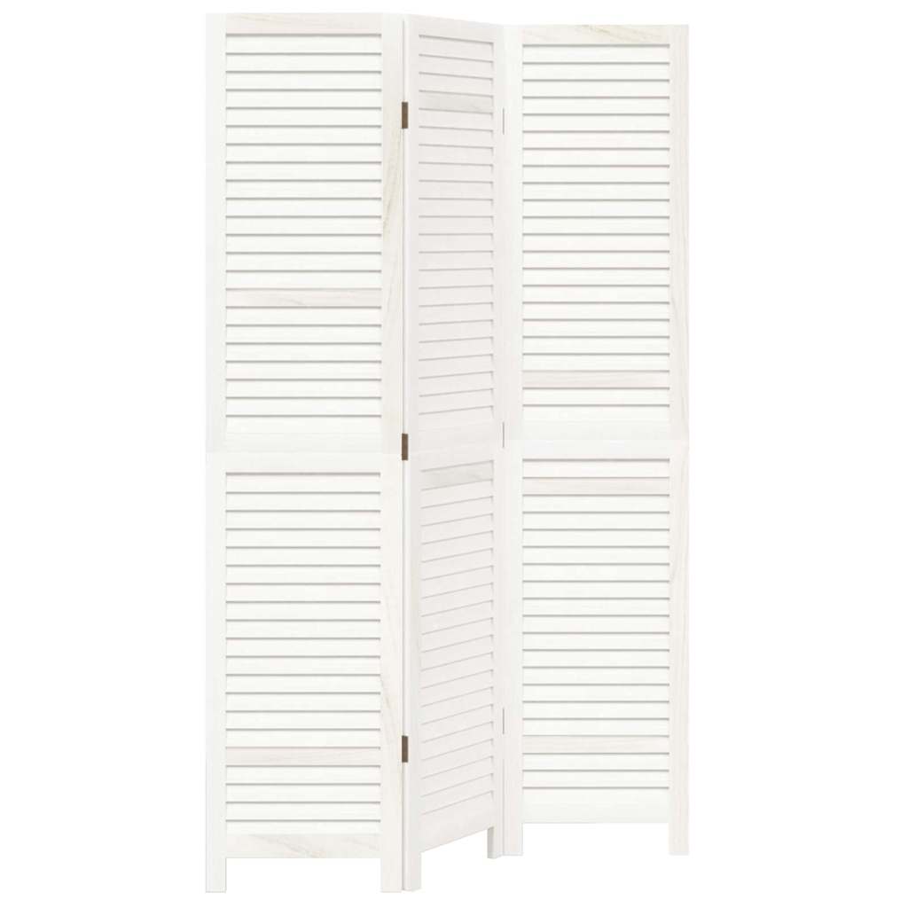 vidaXL Paravan cameră 3 panouri, alb, lemn masiv paulownia
