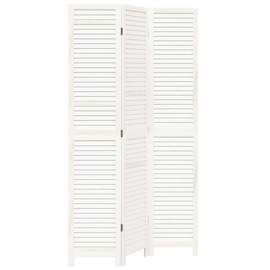 vidaXL Paravan cameră 3 panouri, alb, lemn masiv paulownia