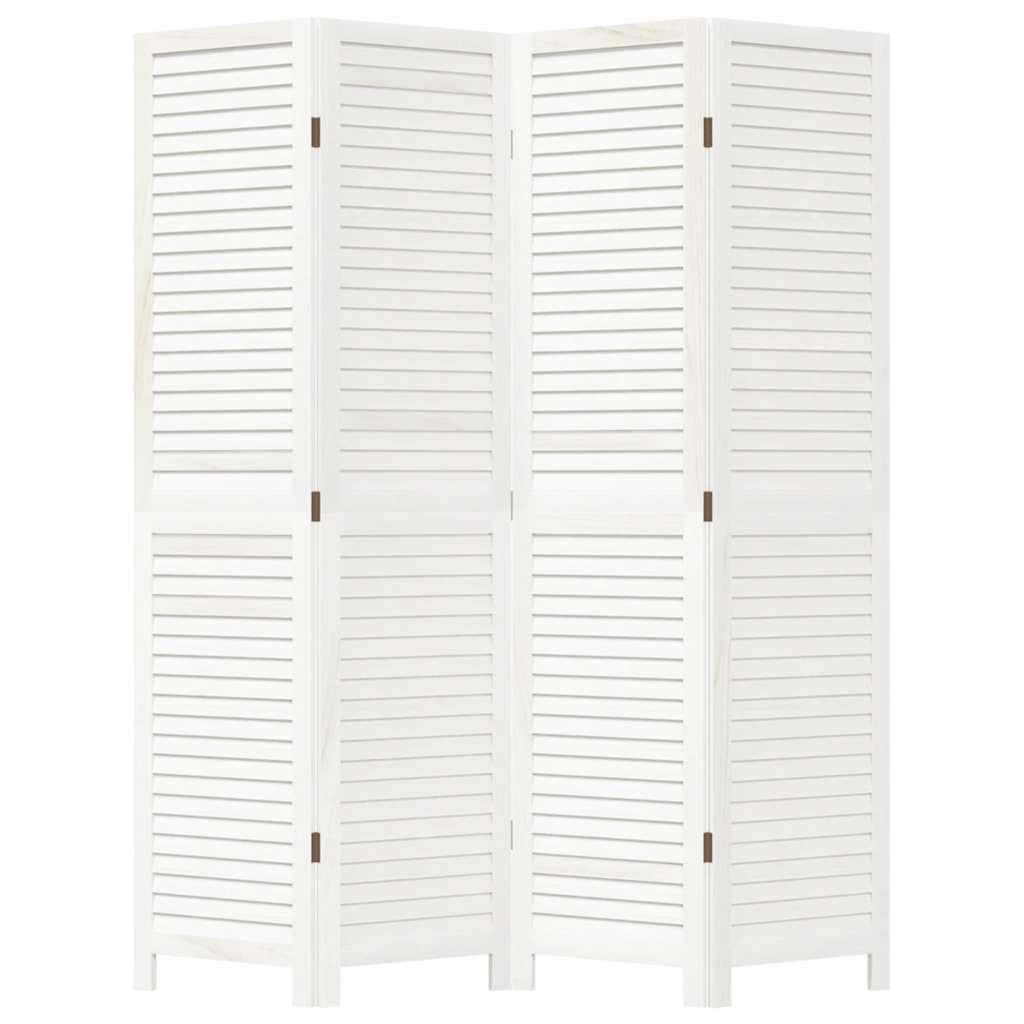 vidaXL Paravan cameră 4 panouri, alb, lemn masiv paulownia