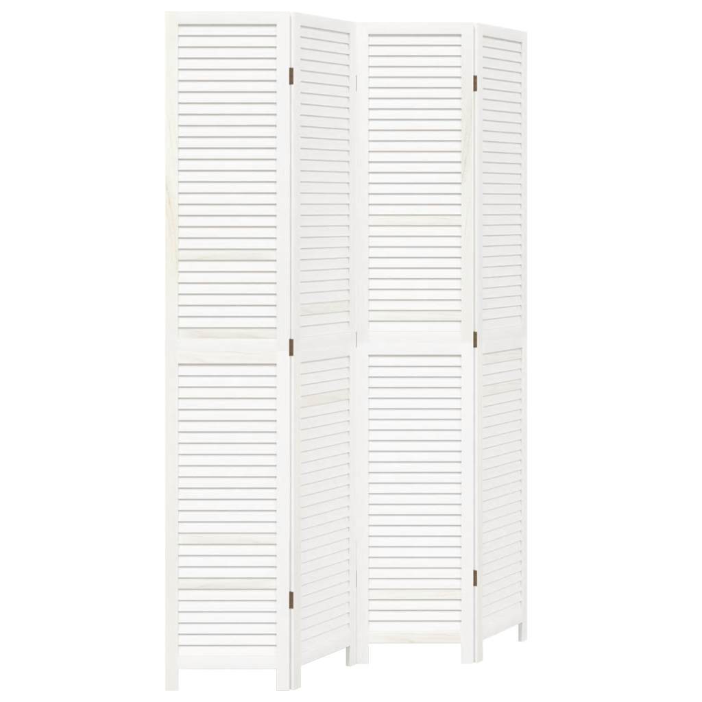 vidaXL Paravan cameră 4 panouri, alb, lemn masiv paulownia