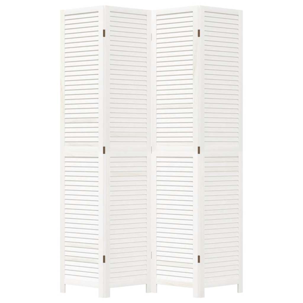 vidaXL Paravan cameră 4 panouri, alb, lemn masiv paulownia
