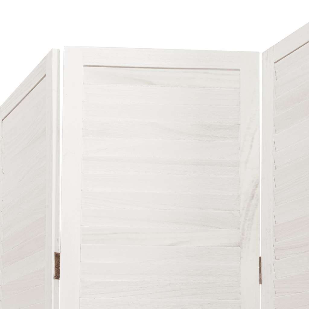 vidaXL Paravan cameră 5 panouri, alb, lemn masiv paulownia