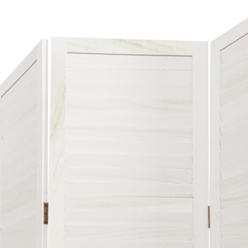 vidaXL Paravan cameră 5 panouri, alb, lemn masiv paulownia