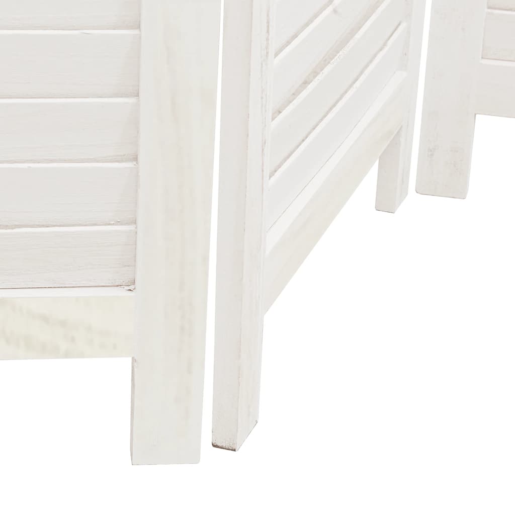 vidaXL Paravan cameră 6 panouri, alb, lemn masiv paulownia