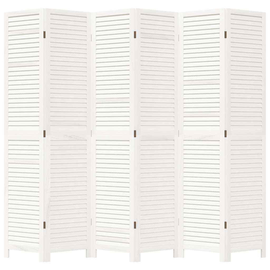 vidaXL Paravan cameră 6 panouri, alb, lemn masiv paulownia