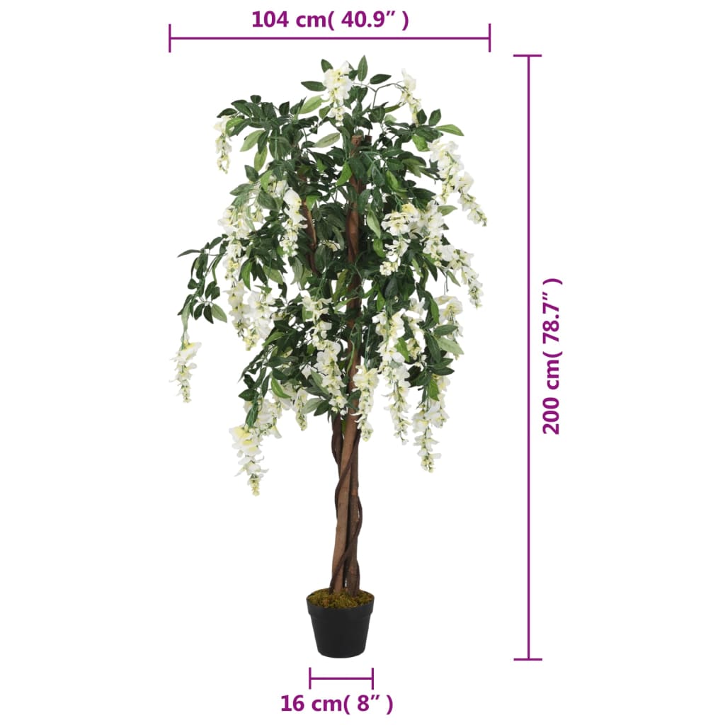 vidaXL Arbore artificial wisteria 1470 frunze 200 cm verde și alb vidaXL Arbore artificial wisteria 1470 frunze 200 cm verde și alb