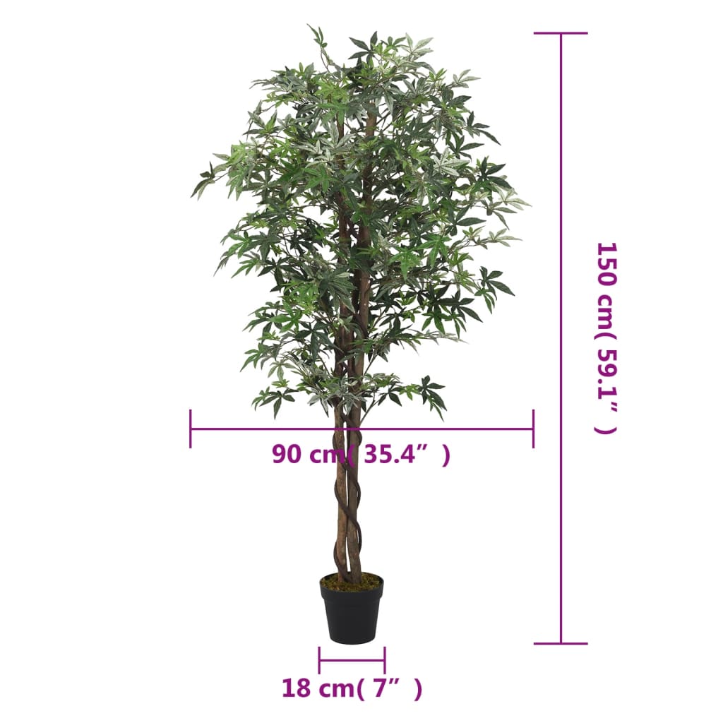 vidaXL Arbore de arțar artificial 504 de frunze 150 cm verde vidaXL Arbore de arțar artificial 504 de frunze 150 cm verde