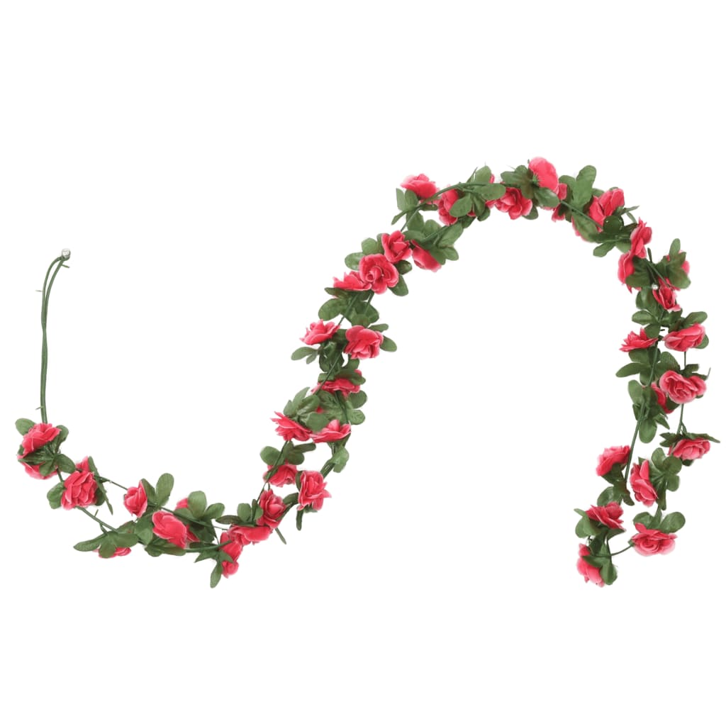 vidaXL Ghirlande de flori de Crăciun, 6 buc., roșu roze, 250 cm vidaXL Ghirlande de flori de Crăciun, 6 buc., roșu roze, 250 cm