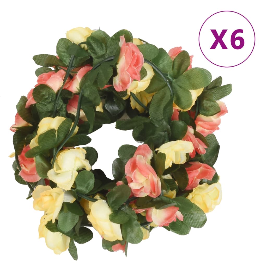 vidaXL Ghirlande flori de Crăciun, 6 buc., roșu apus de soare, 250 cm vidaXL Ghirlande flori de Crăciun, 6 buc., roșu apus de soare, 250 cm