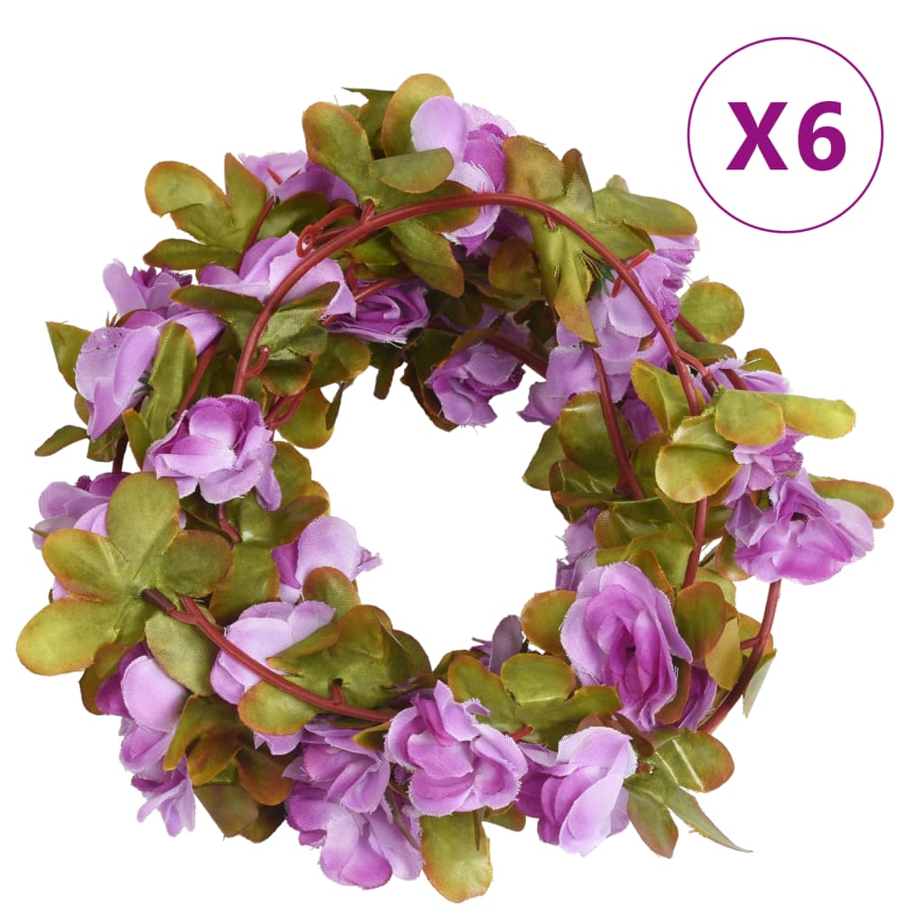 vidaXL Ghirlande de flori de Crăciun, 6 buc., violet deschis, 250 cm vidaXL Ghirlande de flori de Crăciun, 6 buc., violet deschis, 250 cm