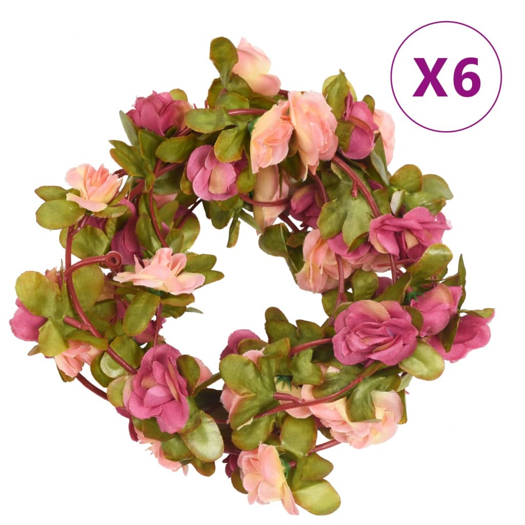 vidaXL Ghirlande de flori de Crăciun, 6 buc., roșu roze, 250 cm vidaXL Ghirlande de flori de Crăciun, 6 buc., roșu roze, 250 cm