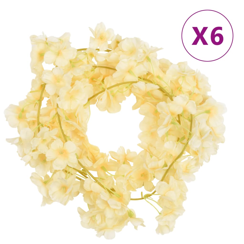 vidaXL Ghirlande de flori de Crăciun, 6 buc., șampanie, 180 cm vidaXL Ghirlande de flori de Crăciun, 6 buc., șampanie, 180 cm