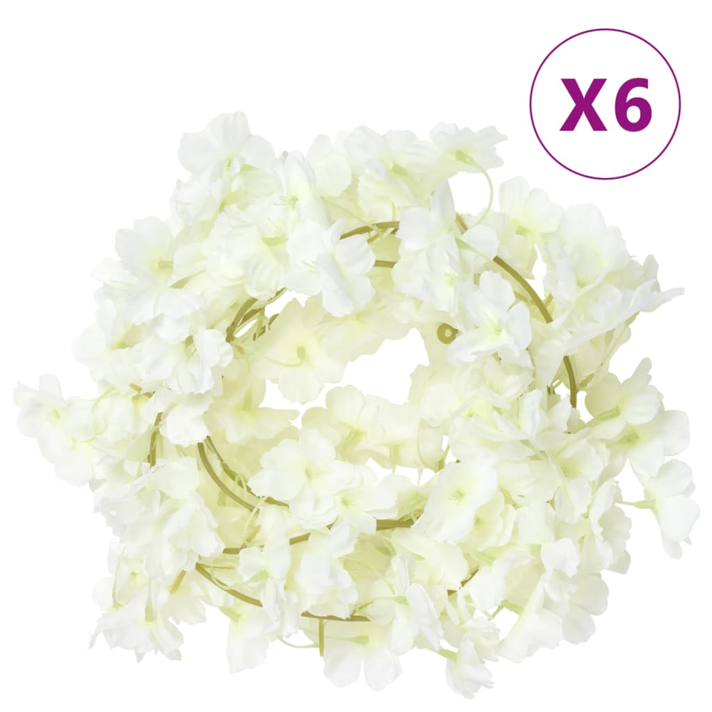vidaXL Ghirlande de flori de Crăciun, 6 buc., alb, 180 cm vidaXL Ghirlande de flori de Crăciun, 6 buc., alb, 180 cm