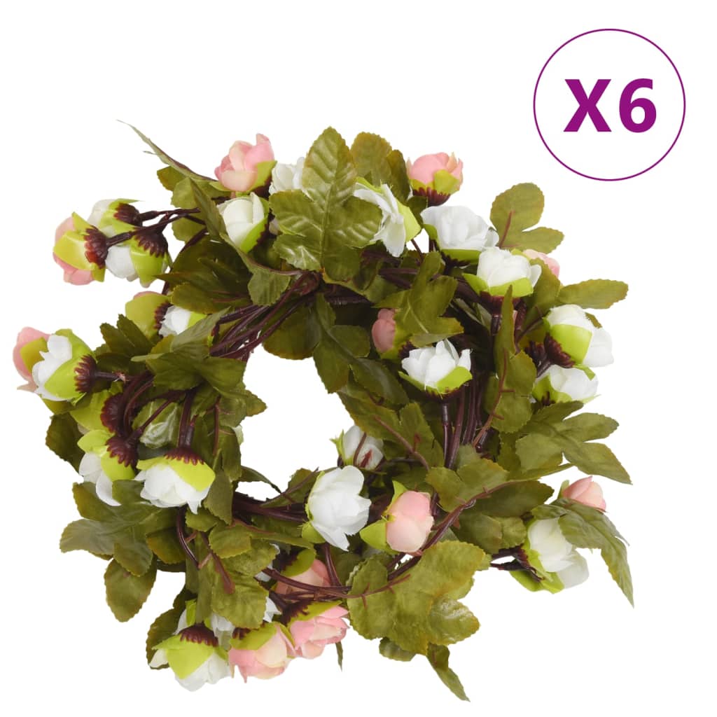 vidaXL Ghirlande de flori de Crăciun, 6 buc., șampanie, 215 cm vidaXL Ghirlande de flori de Crăciun, 6 buc., șampanie, 215 cm
