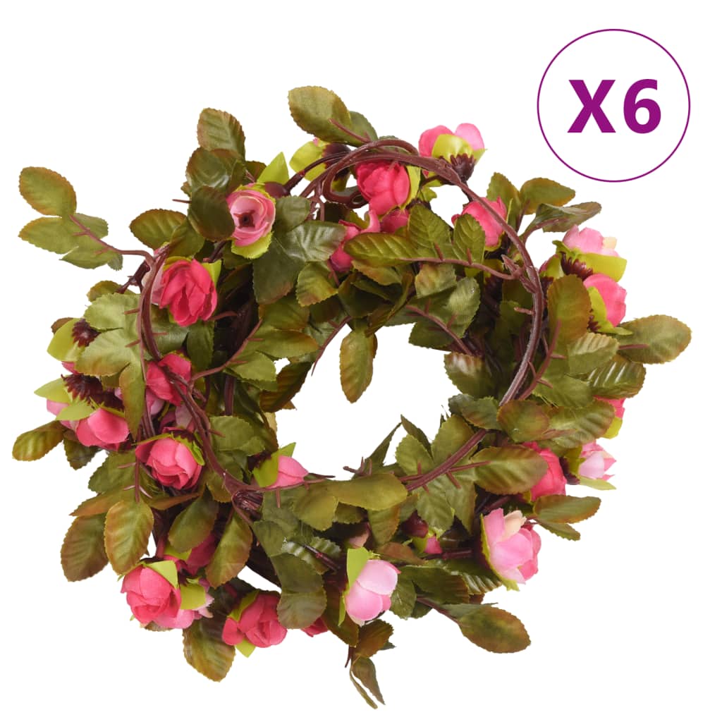 vidaXL Ghirlande de flori de Crăciun, 6 buc., roze, 215 cm vidaXL Ghirlande de flori de Crăciun, 6 buc., roze, 215 cm