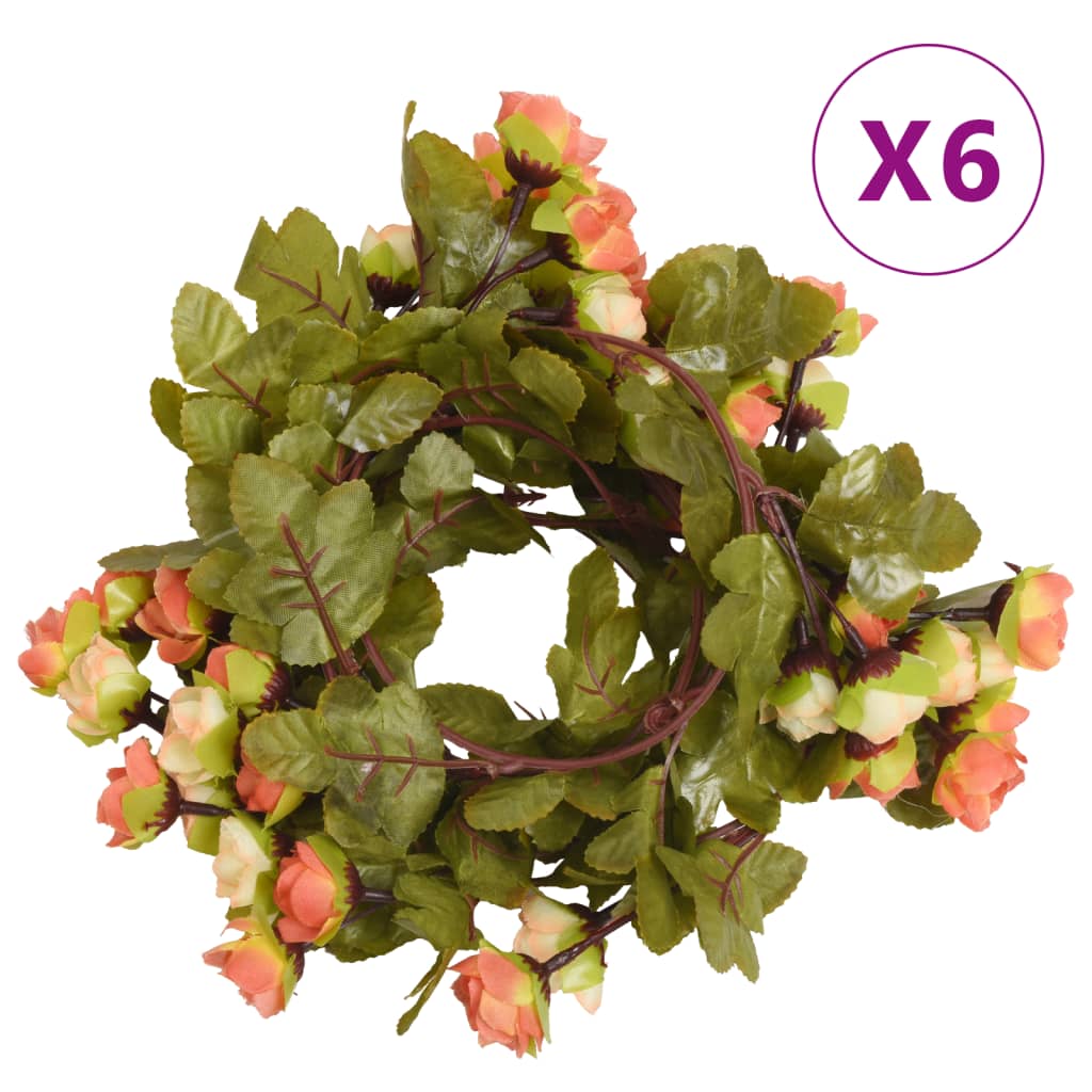 vidaXL Ghirlande de flori de Crăciun, 6 buc., roșu apus soare, 215 cm vidaXL Ghirlande de flori de Crăciun, 6 buc., roșu apus soare, 215 cm